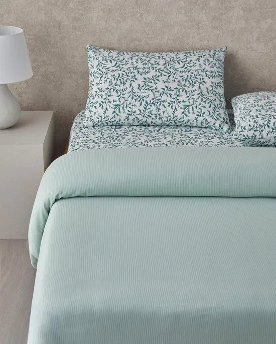 English Home - Pretty Ivy Zomerdekenset - Luxe Uitvoering - Incl. Hoeslaken 160x200+30 - Incl. 2 kussenslopen - 200x 220 cm - Groen/Turqoise – Model 2