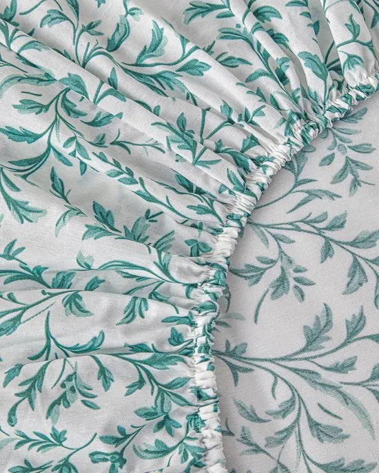English Home - Pretty Ivy Zomerdekenset - Luxe Uitvoering - Incl. Hoeslaken 160x200+30 - Incl. 2 kussenslopen - 200x 220 cm - Groen/Turqoise – Model 2