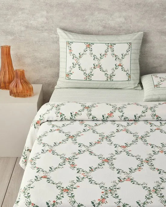 English Home Charming Lines- Zomerdeken - Tweepersoons - 100% Katoen - 200x220 cm - Kleurrijk – Groen/kleurrijk 240 x 260