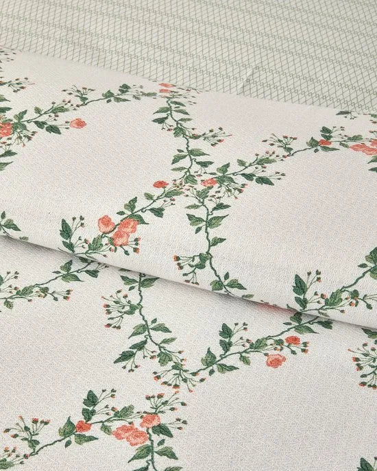 English Home Charming Lines- Zomerdeken - Tweepersoons - 100% Katoen - 200x220 cm - Kleurrijk – Groen/kleurrijk 240 x 260