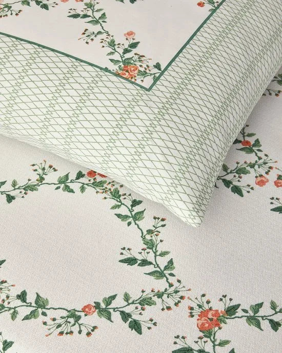 English Home Charming Lines- Zomerdeken - Tweepersoons - 100% Katoen - 200x220 cm - Kleurrijk – Groen/kleurrijk 240 x 260