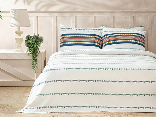 English Home Summer blanket - Bedsprei 150x220 cm - Oranje – Blauw; groen 150 x 220cm Bedsprei 150x220 cm Blauw Groe (1194)