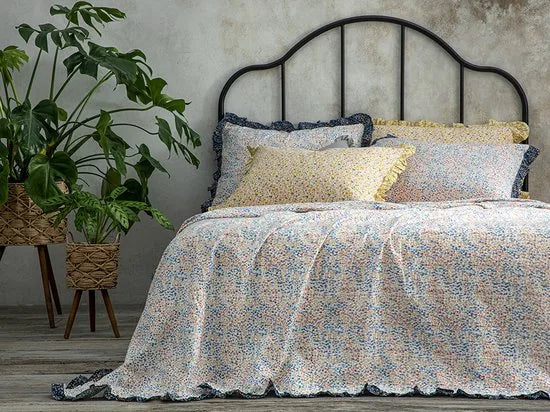 English Home Summer blanket - Bedsprei 150x220 cm - Oranje – Blauw 200 x 220cm Bedsprei 200x220 cm Blauw (0623)