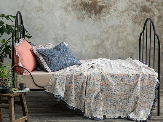 English Home Summer blanket - Bedsprei 150x220 cm - Oranje – Blauw 200 x 220cm Bedsprei 200x220 cm Blauw (0623)