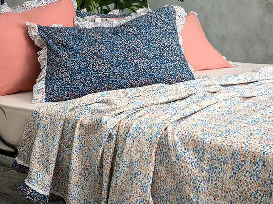English Home Summer blanket - Bedsprei 150x220 cm - Oranje – Blauw 200 x 220cm Bedsprei 200x220 cm Blauw (0623)