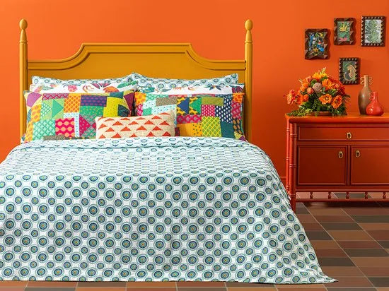 English Home Summer blanket - Bedsprei 150x220 cm - Oranje – Groen 200 x 220cm Bedsprei 200x220 cm Groen (1149)