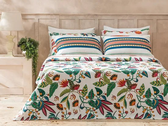 English Home Summer blanket - Bedsprei 150x220 cm - Oranje – Groen 200 x 220cm Bedsprei 200x220 cm Groen (1187)