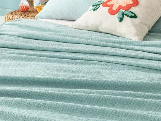 English Home Summer Blanket - Bedsprei 240x220 cm - incl. 2 Kussenslopen van 50x70 cm - Turquoise