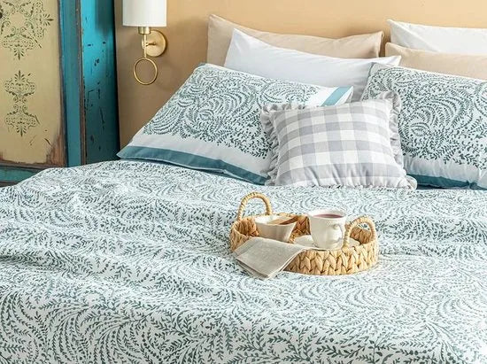 English Home Summer blanket - Bedsprei incl. 2 kussenslopen en onderlaken 200x220 cm - Blauw – Bedsprei incl. 2 kussenslopen  (1262)