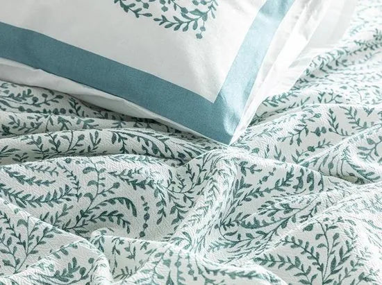 English Home Summer blanket - Bedsprei incl. 2 kussenslopen en onderlaken 200x220 cm - Blauw – Bedsprei incl. 2 kussenslopen  (1262)