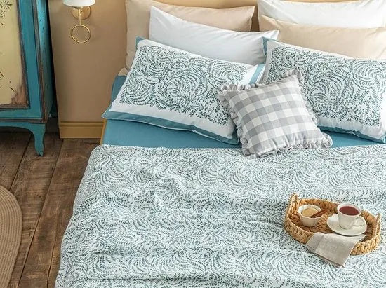 English Home Summer blanket - Bedsprei incl. 2 kussenslopen en onderlaken 200x220 cm - Blauw – Bedsprei incl. 2 kussenslopen  (1262)