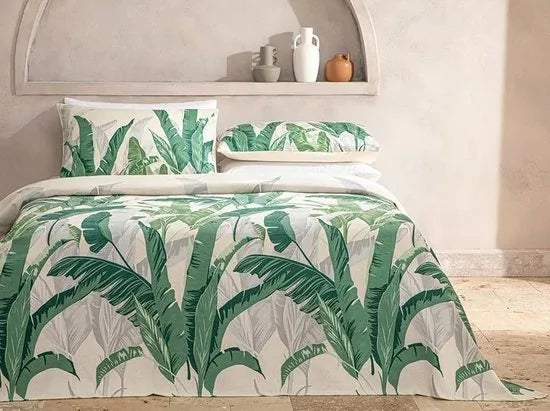 English Home Summer blanket - King Size Bedsprei incl. 2 kussenslopen en onderlaken - 240x220 cm - Groen