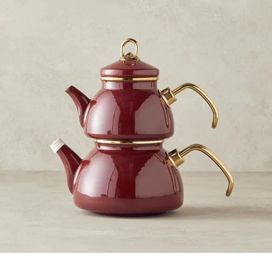 English Home Bright Parade Bone China Theepot Set – 400 & 290 ml – Rood – Elegante Thee- en Koffieset – Kastanjebruin English Home Theepot 0,50 lt + 1,1 lt -K