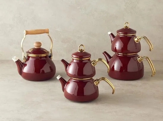 English Home Bright Parade Bone China Theepot Set – 400 & 290 ml – Rood – Elegante Thee- en Koffieset – Kastanjebruin English Home Theepot 0,50 lt + 1,1 lt -K
