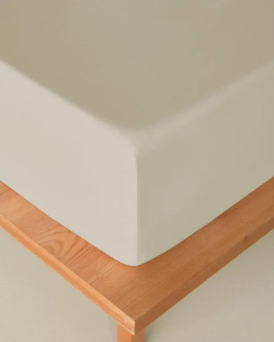 English Home Timeless Hoeslaken - Novella Premium - 100% Katioen - Met elastiek - 100x200 cm - Groen – Beige / lichtbruin 120 x 200cm 120 x 200 cm Beige / Lichtbruin