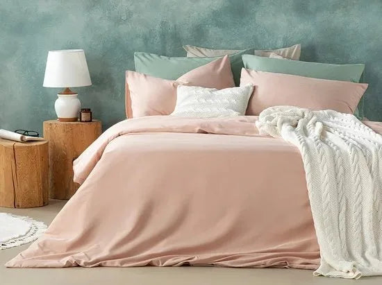 English Home Tweepersoons dekbedovertrekset - 200x220 cm – Wit – Roze