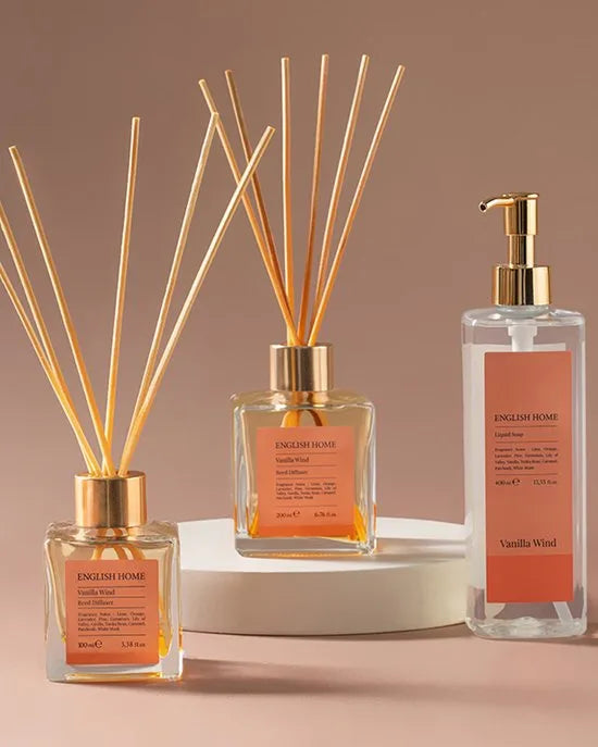 English Home - Vanille Windverspreider Sticks 100 ml Crème - Geurstokjes - 100ml - Oranje