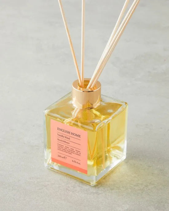 English Home - Vanille Windverspreider Sticks 100 ml Crème - Geurstokjes - 100ml - Oranje