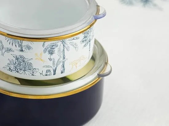 English Home vershoudbakjes - Meal prep pakjes - 2 Stuks - 12,14 Cm - Glas - Blauw