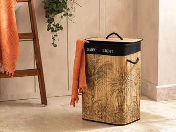 English Home wasmand - 70 l - 40x30x60 cm - bruin - zwart