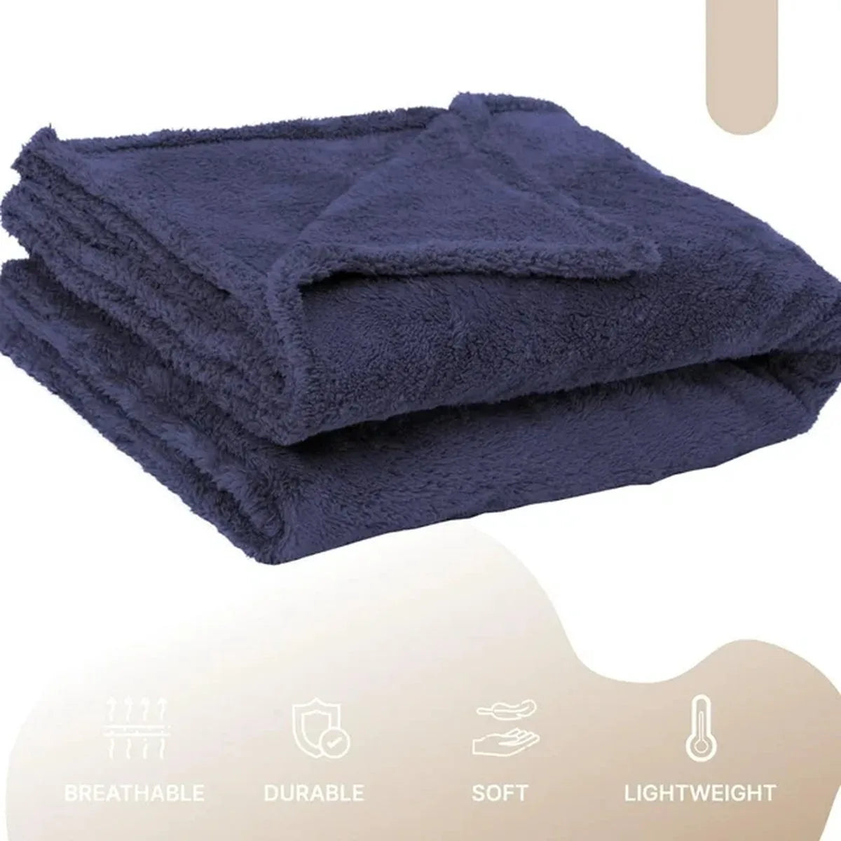 English Home Welsoft Deken - Zachte Bankdeken - Donzige Deken - Kampdeken - Buitendeken - Stranddeken - 120x170 cm - Crèmekleur – Blauw