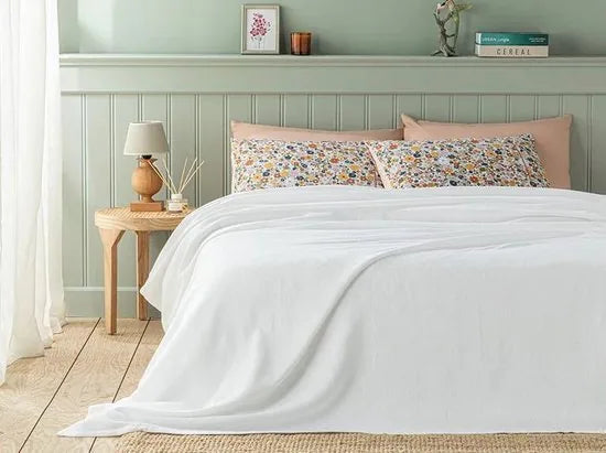 English Home zomerdeken - King Size - Bedsprei - 240x220 cm - Groen – Wit Wit (3228)