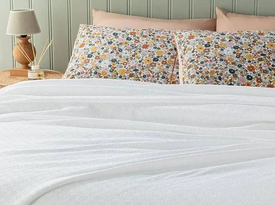 English Home zomerdeken - King Size - Bedsprei - 240x220 cm - Groen – Wit Wit (3228)
