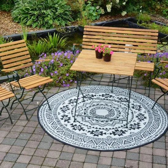Esschert - Design - Buitenkleed - 180 - cm - zwart - en - wit - OC18