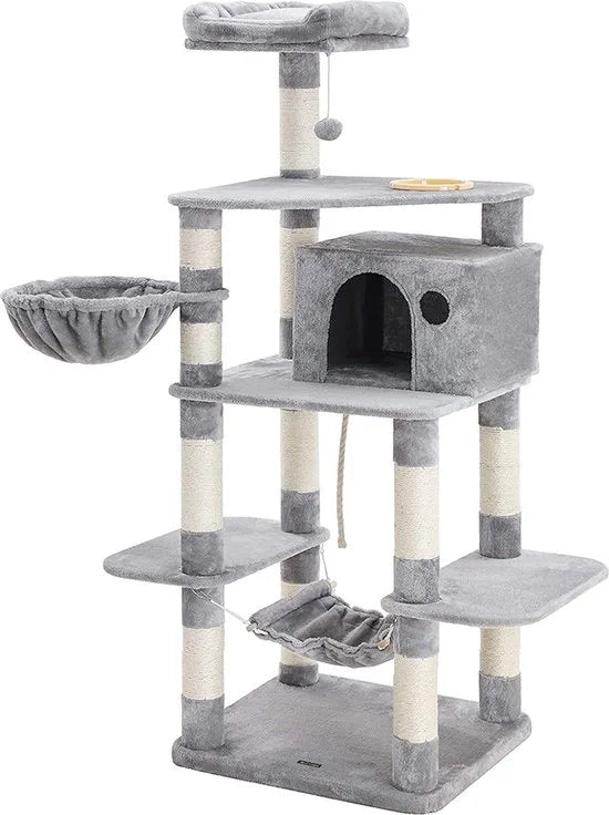 Feandrea Krabpaal XXL - Kattenhuis Lichtgrijs 174 cm - Katten Speelhuisje - Kattenboom