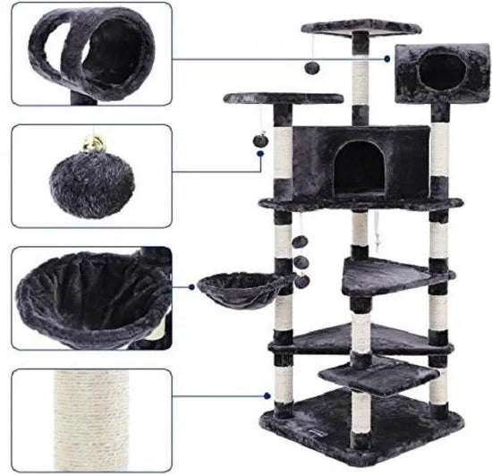 Feandrea Luxe Klimboom Voor Katten XXL - Krabpaal - Kattenhuis Met Hangmat
