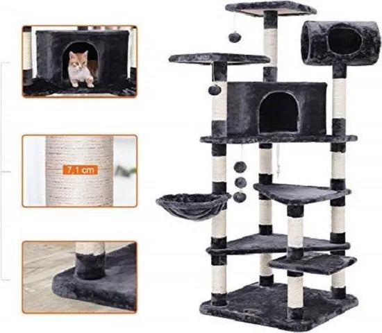Feandrea Luxe Klimboom Voor Katten XXL - Krabpaal - Kattenhuis Met Hangmat