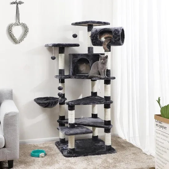 Feandrea Luxe Klimboom Voor Katten XXL - Krabpaal - Kattenhuis Met Hangmat