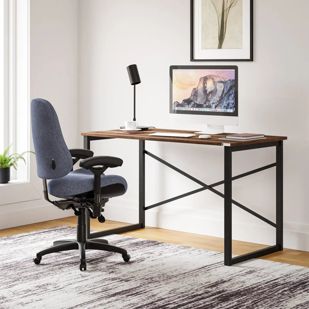 FurniChic, computertafel, bureau computertafel, laptop en PC tafel, studie bureau, industrieel ontwerp, voor thuiskantoor, eenvoudige montage, OAK(sacramento EIK)- 120x60x73 cm(lxbxh)