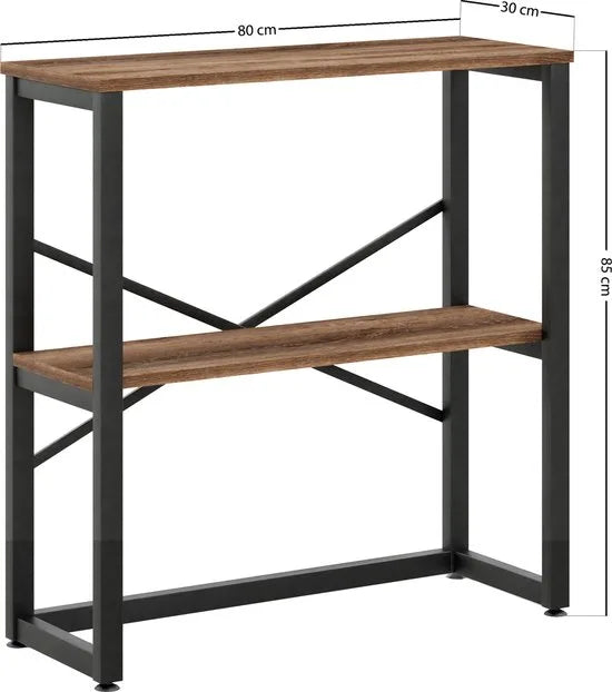FurniChic - Kast - Dressoir - Bijzettafel - Wandtafel - Consoletafel - Sidetable - Banktafel - Haltafel- Industrieel - Bruin - 85x30x80cm