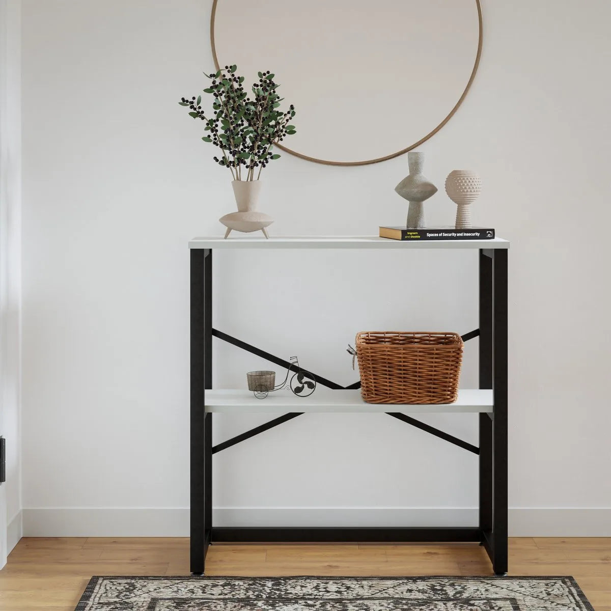 FurniChic - Kast - Dressoir - Bijzettafel - Wandtafel - Consoletafel - Sidetable - Banktafel - Haltafel- Industrieel - Wit - 85x30x80cm
