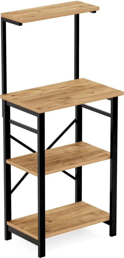 FurniChic - Keukentrolley - Keukenkast - Keukenrek Staand - Industrieel - Bruin- 60x40x128cm – Pine(atlantische grenen)