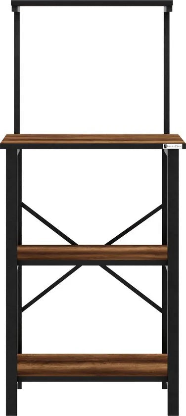 FurniChic - Keukentrolley - Keukenkast - Keukenrek Staand - Industrieel - Bruin- 60x40x128cm – Barok walnoot