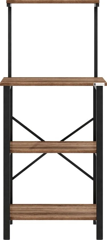 FurniChic - Keukentrolley - Keukenkast - Keukenrek Staand - Industrieel - Bruin- 60x40x128cm