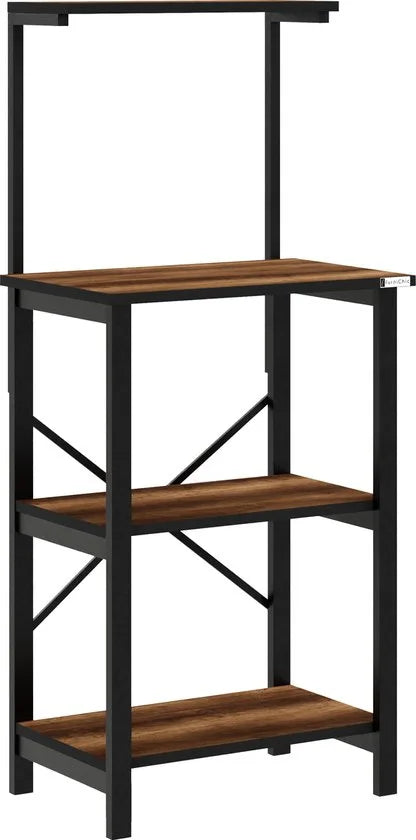 FurniChic - Keukentrolley - Keukenkast - Keukenrek Staand - Industrieel - Bruin- 60x40x128cm – Barok walnoot