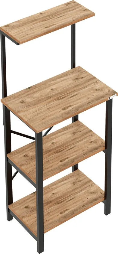 FurniChic - Keukentrolley - Keukenkast - Keukenrek Staand - Industrieel - Bruin- 60x40x128cm – Pine(atlantische grenen)
