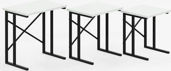 FurniChic - Salontafel Set van 3 - Bruin Sacramento EIK - Industrieel Design - Vierkante Bijzettafels - 35x53x54 cm – Wit
