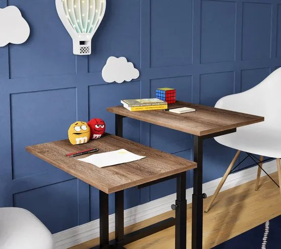 FurniChic, verstelbare moeder- en kind 2-delige tafelset, in hoogte verstelbare tafel, bijzettafel, speeltafel, bureau voor hem en haar, multifunctioneel-Sacramento OAK, 80 x 60 x 43-73 cm (l x b x h) – Sacramento oak