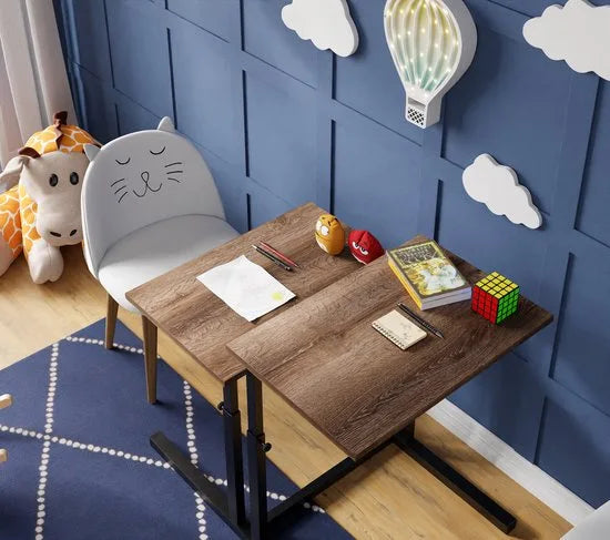 FurniChic, verstelbare moeder- en kind 2-delige tafelset, in hoogte verstelbare tafel, bijzettafel, speeltafel, bureau voor hem en haar, multifunctioneel-Sacramento OAK, 80 x 60 x 43-73 cm (l x b x h) – Sacramento oak