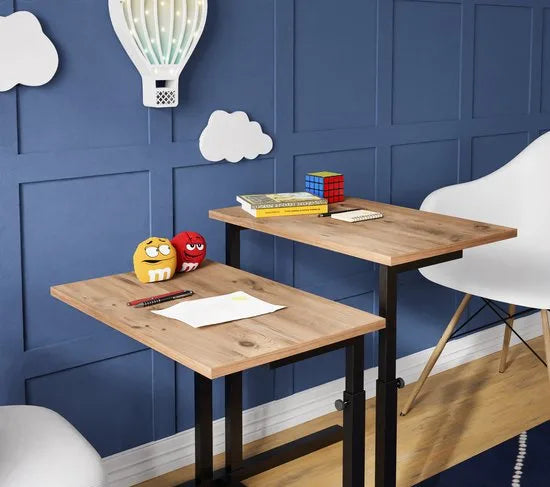 FurniChic, verstelbare moeder- en kind 2-delige tafelset, in hoogte verstelbare tafel, bijzettafel, speeltafel, bureau voor hem en haar, multifunctioneel-Pine , 80 x 60 x 43-73 cm (l x b x h)