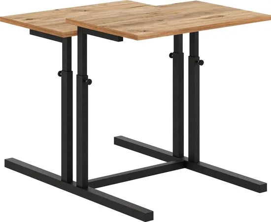 FurniChic, verstelbare moeder- en kind 2-delige tafelset, in hoogte verstelbare tafel, bijzettafel, speeltafel, bureau voor hem en haar, multifunctioneel-Pine , 80 x 60 x 43-73 cm (l x b x h)