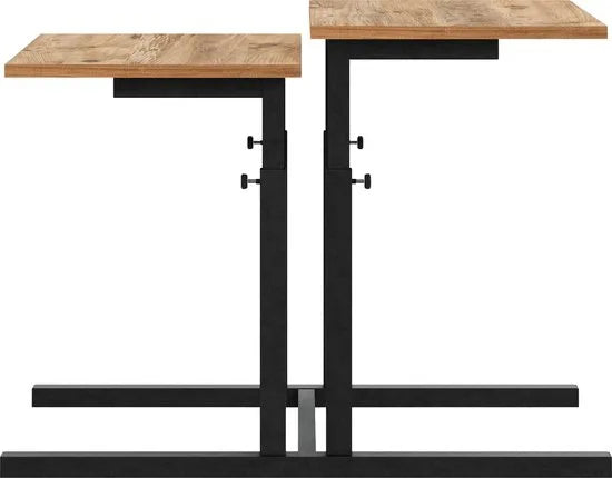 FurniChic, verstelbare moeder- en kind 2-delige tafelset, in hoogte verstelbare tafel, bijzettafel, speeltafel, bureau voor hem en haar, multifunctioneel-Pine , 80 x 60 x 43-73 cm (l x b x h)