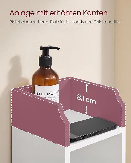 FurnStar – Toiletkast – Smalle badkamerkast met verstelbare planken – Ruimtebesparend badkamerrek – Eenvoudige montage - Met Deur en Verstelbare Planken – MDF – 18 x 20 x 80 cm -Wit – Wolkenwit 20 x 18 x 92cm