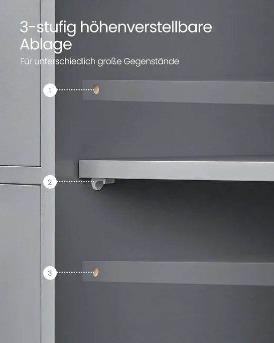 Furnstar - Badkamerkast - Smalle badkamerkast - Bijzetkast - Commode met 4 laden - Met kastdeur en verstelbare plank - 30 x 55 x 82 cm - Inktzwart – Duifgrijs 30 x 55 x 82cm 30 x 55 x 82 cm Duifgrijs (7332)