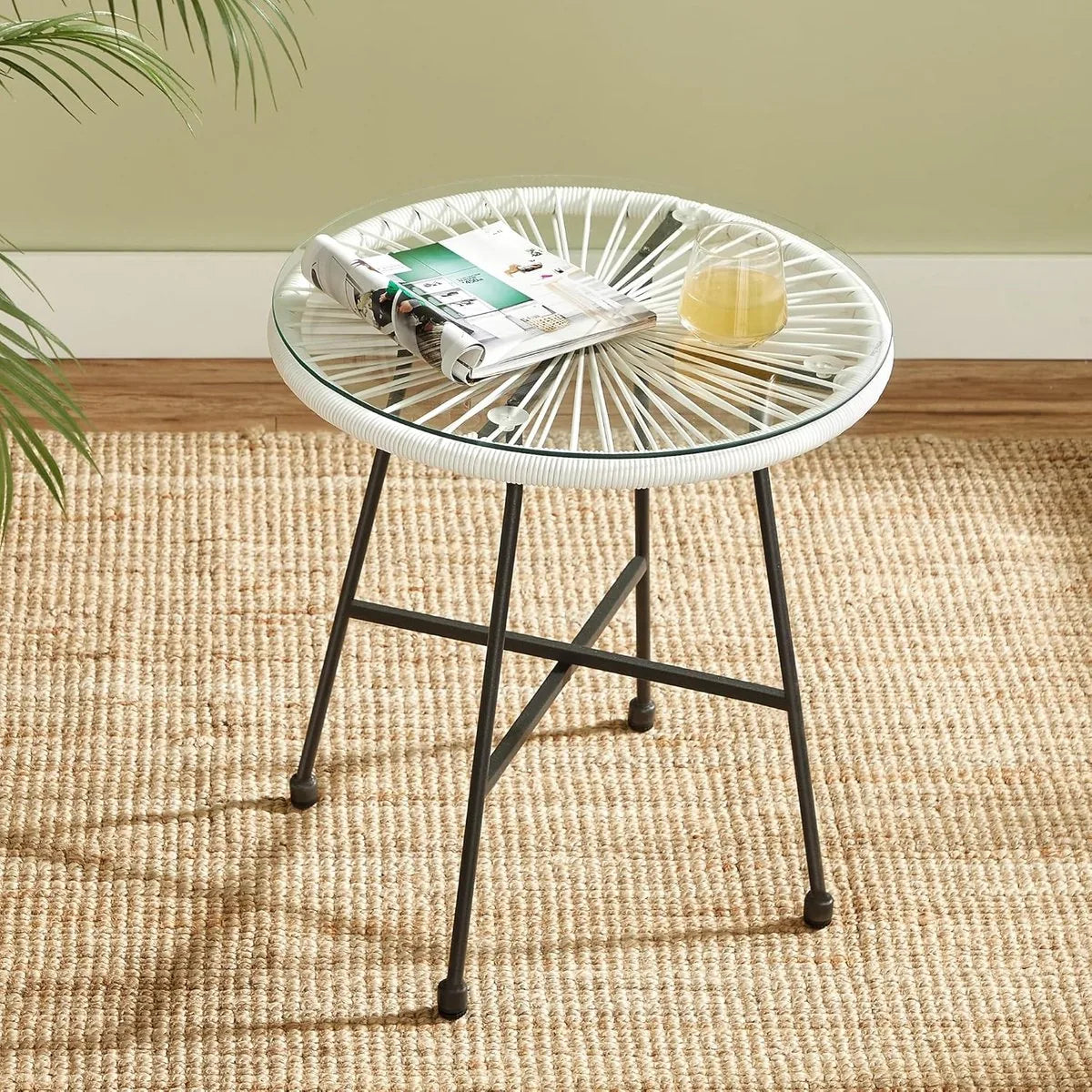 Furnstar Balkonmeubelset – Tuinmeubelset - Terrasmeubel -3-delig – 2 Stoelen – Weerbestendig - Glazen Tafel – Wit