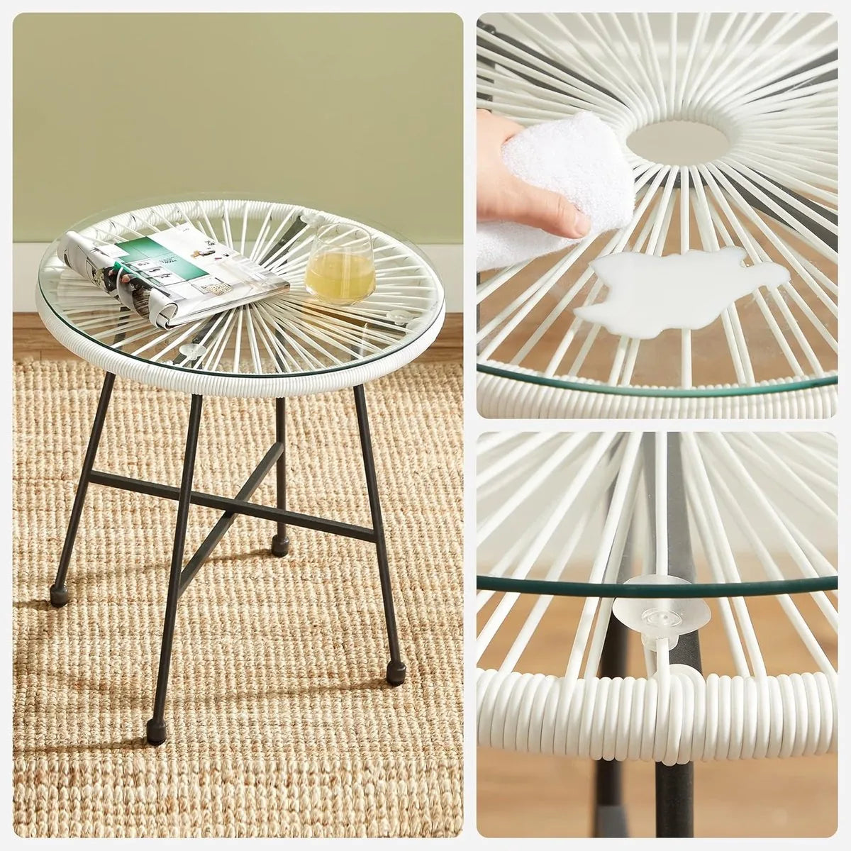 Furnstar Balkonmeubelset – Tuinmeubelset - Terrasmeubel -3-delig – 2 Stoelen – Weerbestendig - Glazen Tafel – Wit
